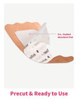 NewEve Easy Tuck 2. scalloped tape peeled to show the pre-padded absorbent pad.