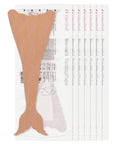 NewEve Mermaid tucking tape. nude mermaid-tail strip in front of fanned Mermaid pouches.